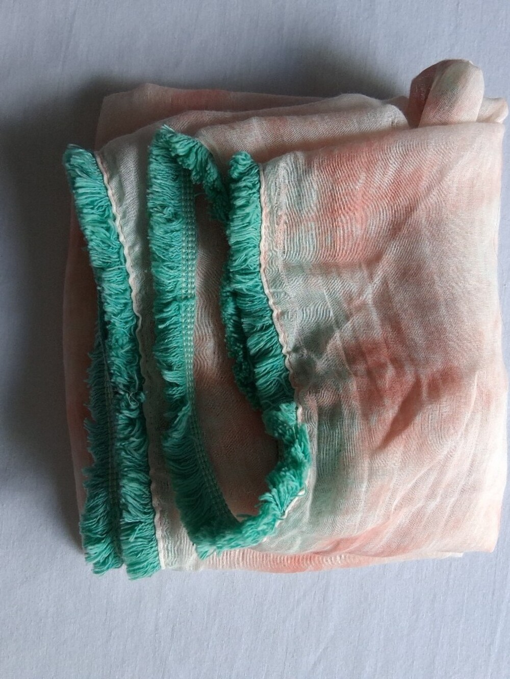 American Eagle Pink Infinity Scarf Tie Tye With Fringe Border 100% Cotton